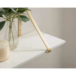 Soloman 38 in. x 8 in. x 8 in. White/Gold Decorative Wall Shelf by Kate and Laurel -Kate and Laurel Shop white gold kate and laurel decorative shelving 216092 77 1000