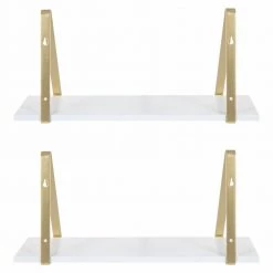 Soloman 18 in. x 8 in. x 8 in. White/Gold Decorative Wall Shelf by Kate and Laurel -Kate and Laurel Shop white gold kate and laurel decorative shelving 216093 44 1000