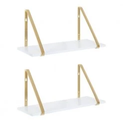 Soloman 18 in. x 8 in. x 8 in. White/Gold Decorative Wall Shelf by Kate and Laurel