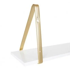 Soloman 18 in. x 8 in. x 8 in. White/Gold Decorative Wall Shelf by Kate and Laurel -Kate and Laurel Shop white gold kate and laurel decorative shelving 216093 66 1000