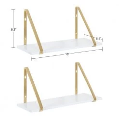 Soloman 18 in. x 8 in. x 8 in. White/Gold Decorative Wall Shelf by Kate and Laurel -Kate and Laurel Shop white gold kate and laurel decorative shelving 216093 c3 1000