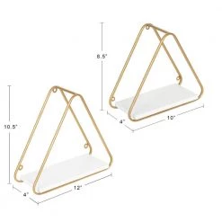 Tilde 12 in. x 11 in. x 4 in. White/Gold Decorative Wall Shelf by Kate and Laurel -Kate and Laurel Shop white gold kate and laurel decorative shelving 216419 fa 1000