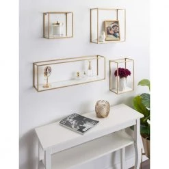 Mallory 24 in. x 12 in. x 5 in. White/Gold Decorative Wall Shelf by Kate and Laurel -Kate and Laurel Shop white gold kate and laurel decorative shelving 216421 31 1000