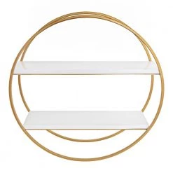 Sequoia 24 in. x 24 in. x 7 in. White/Gold Decorative Wall Shelf by Kate and Laurel -Kate and Laurel Shop white gold kate and laurel decorative shelving 216423 4f 1000