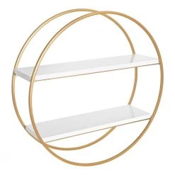 Sequoia 24 in. x 24 in. x 7 in. White/Gold Decorative Wall Shelf by Kate and Laurel