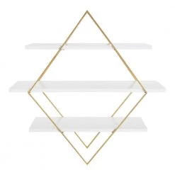 Daxton 31 in. x 32 in. x 7 in. White/Gold Decorative Wall Shelf by Kate and Laurel -Kate and Laurel Shop white gold kate and laurel decorative shelving 216472 c3 1000