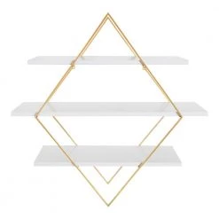 Daxton 31 in. x 32 in. x 7 in. White/Gold Decorative Wall Shelf by Kate and Laurel -Kate and Laurel Shop white gold kate and laurel decorative shelving 216472 fa 1000