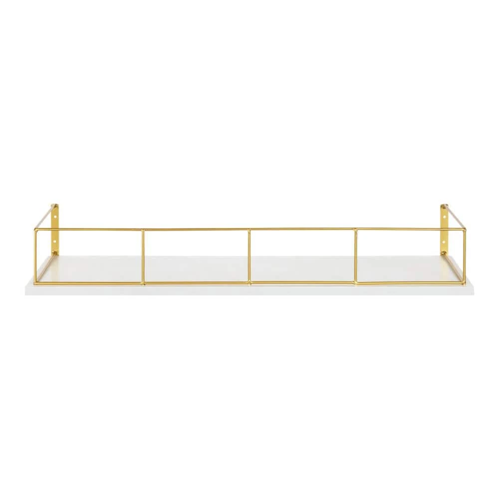 Benbrook 24 in. x 4 in. x 8 in. White/Gold Decorative Wall Shelf by Kate and Laurel 5 Benbrook 24 in. x 4 in. x 8 in. White/Gold Decorative Wall Shelf by Kate and Laurel - Image 3