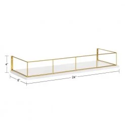 Benbrook 24 in. x 4 in. x 8 in. White/Gold Decorative Wall Shelf by Kate and Laurel 8 Benbrook 24 in. x 4 in. x 8 in. White/Gold Decorative Wall Shelf by Kate and Laurel -Kate and Laurel Shop white gold kate and laurel decorative shelving 216490 c3 1000