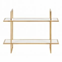 Leigh 30 in. x 24 in. x 8 in. White/Gold Decorative Wall Shelf by Kate and Laurel -Kate and Laurel Shop white gold kate and laurel decorative shelving 216540 44 1000