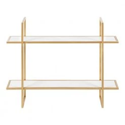 Leigh 30 in. x 24 in. x 8 in. White/Gold Decorative Wall Shelf by Kate and Laurel -Kate and Laurel Shop white gold kate and laurel decorative shelving 216540 4f 1000