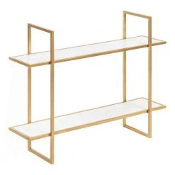 Leigh 30 in. x 24 in. x 8 in. White/Gold Decorative Wall Shelf by Kate and Laurel