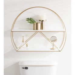 Delmar 5 in. x 26 in. x 21 in. White/Gold Metal Floating Decorative Wall Shelf Without Brackets by Kate and Laurel 13 Delmar 5 in. x 26 in. x 21 in. White/Gold Metal Floating Decorative Wall Shelf Without Brackets by Kate and Laurel -Kate and Laurel Shop white gold kate and laurel decorative shelving 219577 76 1000