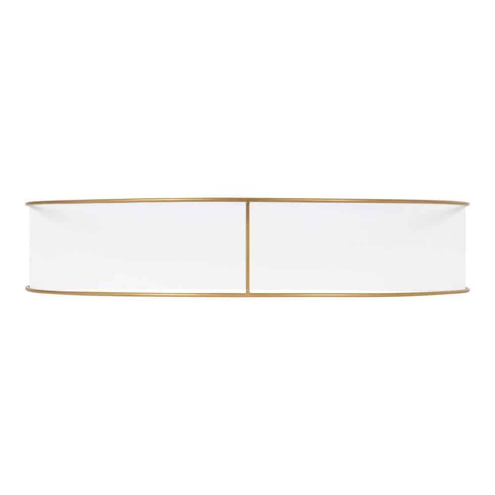 Delmar 5 in. x 26 in. x 21 in. White/Gold Metal Floating Decorative Wall Shelf Without Brackets by Kate and Laurel 5 Delmar 5 in. x 26 in. x 21 in. White/Gold Metal Floating Decorative Wall Shelf Without Brackets by Kate and Laurel - Image 3
