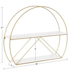 Delmar 5 in. x 26 in. x 21 in. White/Gold Metal Floating Decorative Wall Shelf Without Brackets by Kate and Laurel 11 Delmar 5 in. x 26 in. x 21 in. White/Gold Metal Floating Decorative Wall Shelf Without Brackets by Kate and Laurel -Kate and Laurel Shop white gold kate and laurel decorative shelving 219577 c3 1000