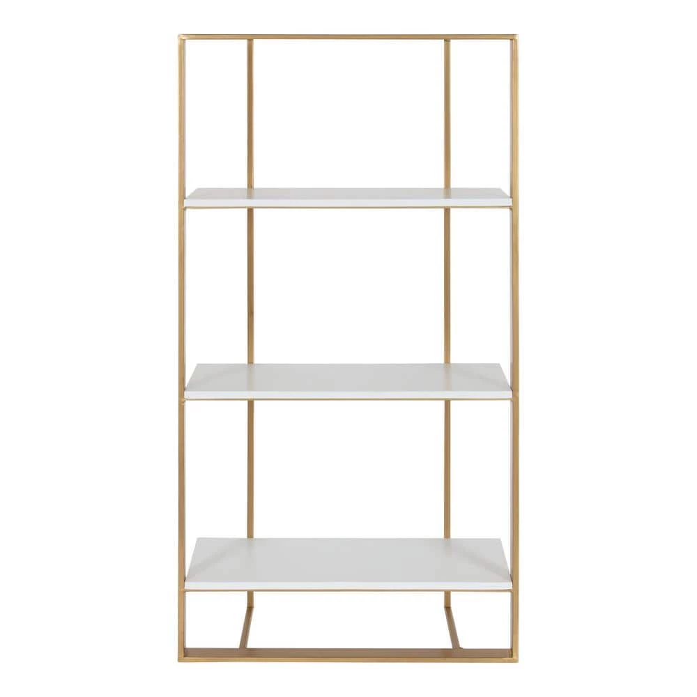 Kercheval 6 in. x 15 in. x 32 in. White/Gold Metal Floating Decorative Wall Shelf Without Brackets by Kate and Laurel 7 Kercheval 6 in. x 15 in. x 32 in. White/Gold Metal Floating Decorative Wall Shelf Without Brackets by Kate and Laurel - Image 5
