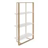 Kercheval 6 in. x 15 in. x 32 in. White/Gold Metal Floating Decorative Wall Shelf Without Brackets by Kate and Laurel -Kate and Laurel Shop white gold kate and laurel decorative shelving 219662 64 1000