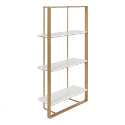 Kercheval 6 in. x 15 in. x 32 in. White/Gold Metal Floating Decorative Wall Shelf Without Brackets by Kate and Laurel