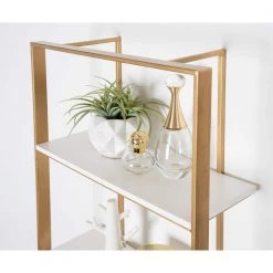 Kercheval 6 in. x 15 in. x 32 in. White/Gold Metal Floating Decorative Wall Shelf Without Brackets by Kate and Laurel 15 Kercheval 6 in. x 15 in. x 32 in. White/Gold Metal Floating Decorative Wall Shelf Without Brackets by Kate and Laurel -Kate and Laurel Shop white gold kate and laurel decorative shelving 219662 76 1000
