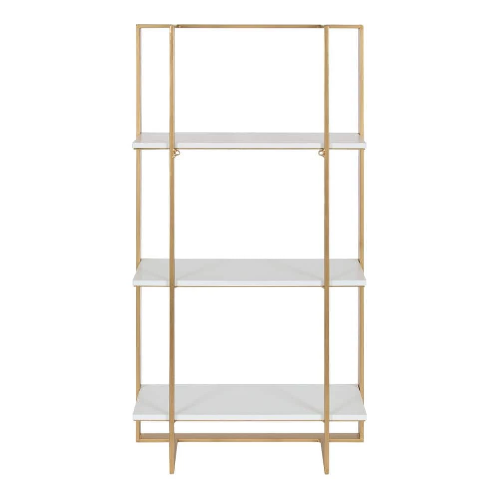 Kercheval 6 in. x 15 in. x 32 in. White/Gold Metal Floating Decorative Wall Shelf Without Brackets by Kate and Laurel 4 Kercheval 6 in. x 15 in. x 32 in. White/Gold Metal Floating Decorative Wall Shelf Without Brackets by Kate and Laurel - Image 2