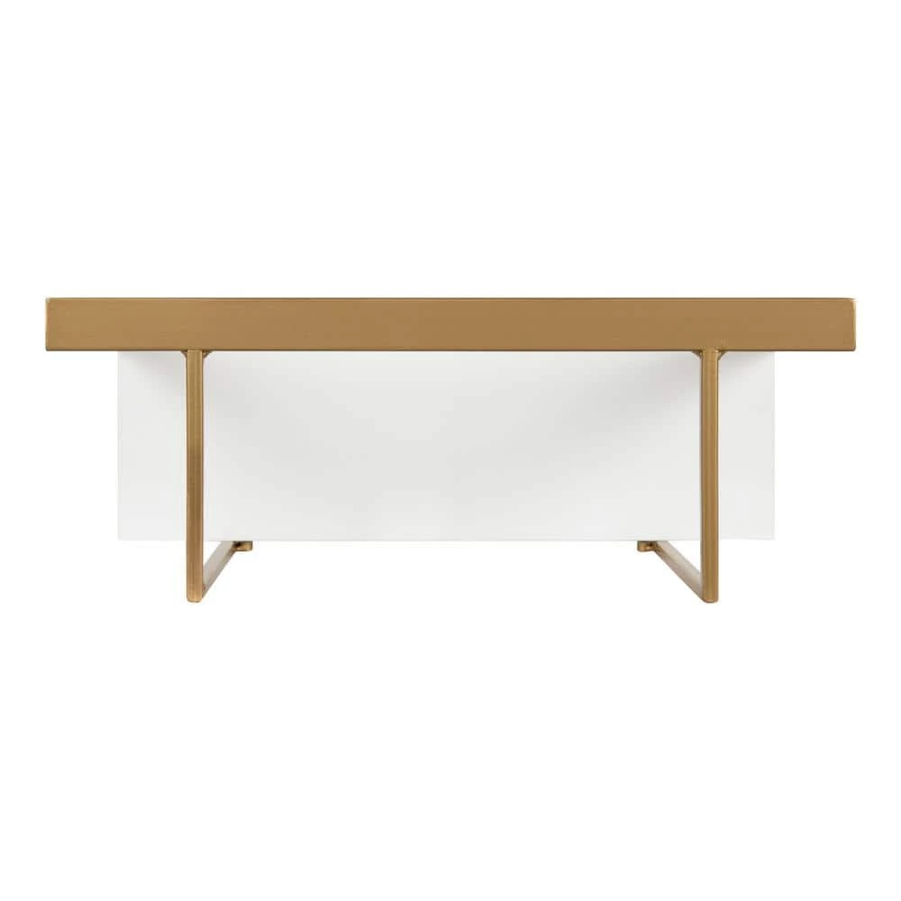 Kercheval 6 in. x 15 in. x 32 in. White/Gold Metal Floating Decorative Wall Shelf Without Brackets by Kate and Laurel 8 Kercheval 6 in. x 15 in. x 32 in. White/Gold Metal Floating Decorative Wall Shelf Without Brackets by Kate and Laurel - Image 6