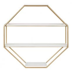 Lintz 6 in. x 24 in. x 24 in. White/Gold MDF Floating Decorative Wall Shelf Without Brackets by Kate and Laurel -Kate and Laurel Shop white gold kate and laurel decorative shelving 219663 4f 1000