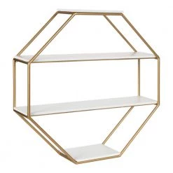 Lintz 6 in. x 24 in. x 24 in. White/Gold MDF Floating Decorative Wall Shelf Without Brackets by Kate and Laurel