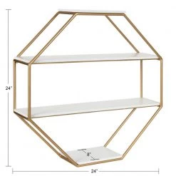 Lintz 6 in. x 24 in. x 24 in. White/Gold MDF Floating Decorative Wall Shelf Without Brackets by Kate and Laurel -Kate and Laurel Shop white gold kate and laurel decorative shelving 219663 c3 1000