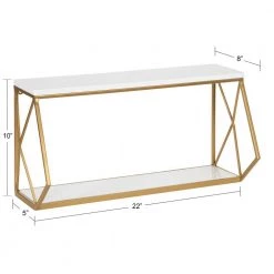 Brost 8 in. x 21 in. x 11 in. White/Gold Metal Floating Decorative Wall Shelf Without Brackets by Kate and Laurel -Kate and Laurel Shop white gold kate and laurel decorative shelving 219775 c3 1000