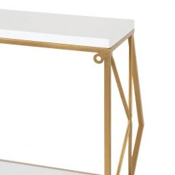 Brost 8 in. x 21 in. x 11 in. White/Gold Metal Floating Decorative Wall Shelf Without Brackets by Kate and Laurel -Kate and Laurel Shop white gold kate and laurel decorative shelving 219775 e1 1000