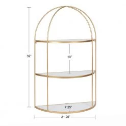 Freade 32.00 in. x 21.25 in. x 32.00 in. White Metal Floating Decorative Wall Shelf Without Brackets by Kate and Laurel -Kate and Laurel Shop white gold kate and laurel decorative shelving 220835 c3 1000