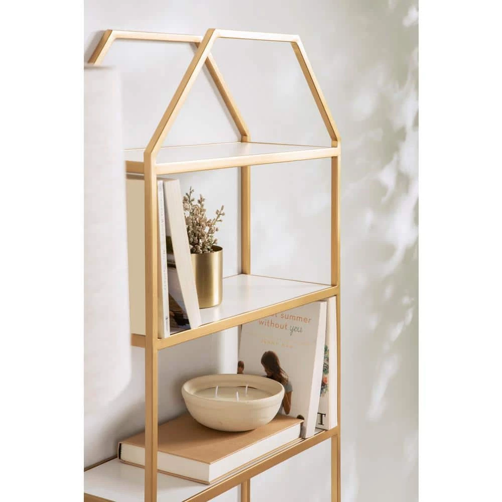 Adela 41.00 in. x 18.25 in. x 41.00 in. White MDF Floating Decorative Wall Shelf Without Brackets by Kate and Laurel 9 Adela 41.00 in. x 18.25 in. x 41.00 in. White MDF Floating Decorative Wall Shelf Without Brackets by Kate and Laurel - Image 7