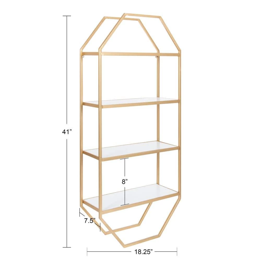 Adela 41.00 in. x 18.25 in. x 41.00 in. White MDF Floating Decorative Wall Shelf Without Brackets by Kate and Laurel 6 Adela 41.00 in. x 18.25 in. x 41.00 in. White MDF Floating Decorative Wall Shelf Without Brackets by Kate and Laurel - Image 4