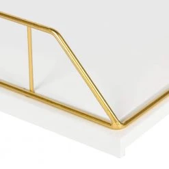 Benbrook White/Gold Metal Letter Tray (2-Pack) by Kate and Laurel -Kate and Laurel Shop white gold kate and laurel office storage organization 212042 76 1000