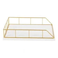 Benbrook White/Gold Metal Letter Tray (2-Pack) by Kate and Laurel -Kate and Laurel Shop white gold kate and laurel office storage organization 212042 fa 1000