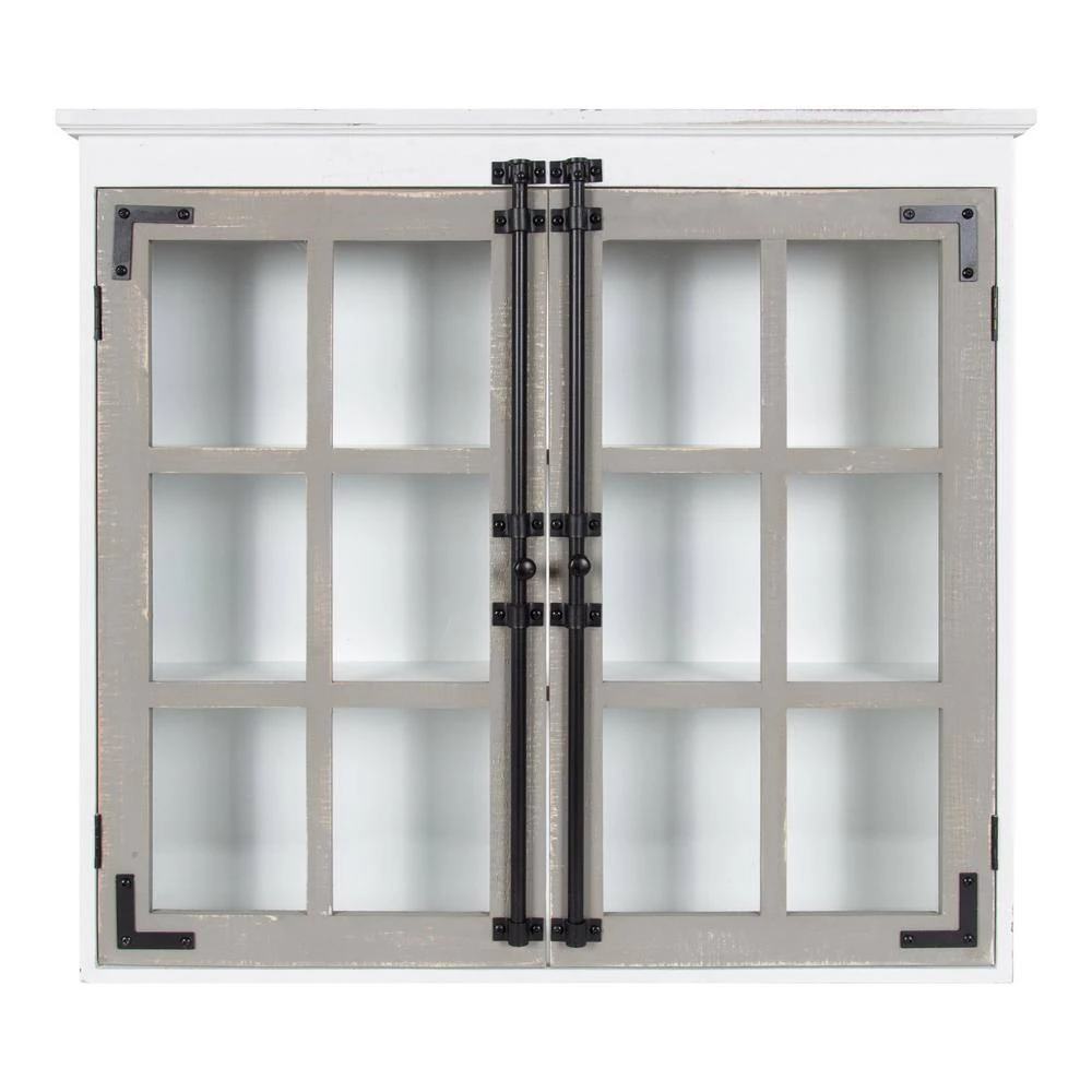 Hutchins 7 in. x 30 in. x 28 in. White/Gray Wood Floating Decorative Cubby Wall Shelf With Brackets by Kate and Laurel 7 Hutchins 7 in. x 30 in. x 28 in. White/Gray Wood Floating Decorative Cubby Wall Shelf With Brackets by Kate and Laurel - Image 5