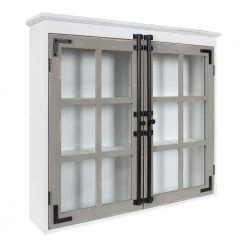 Hutchins 7 in. x 30 in. x 28 in. White/Gray Wood Floating Decorative Cubby Wall Shelf With Brackets by Kate and Laurel