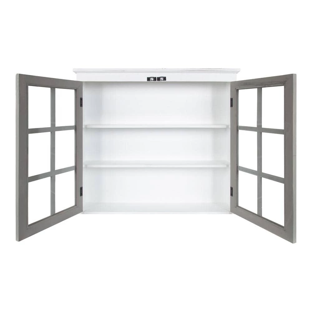 Hutchins 7 in. x 30 in. x 28 in. White/Gray Wood Floating Decorative Cubby Wall Shelf With Brackets by Kate and Laurel 4 Hutchins 7 in. x 30 in. x 28 in. White/Gray Wood Floating Decorative Cubby Wall Shelf With Brackets by Kate and Laurel - Image 2