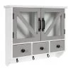 Hutchins 6 in. x 21 in. x 20 in. White/Gray Wood Floating Decorative Cubby Wall Shelf With Hooks Without Brackets by Kate and Laurel
