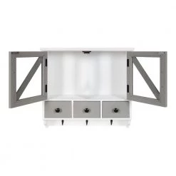 Hutchins 6 in. x 21 in. x 20 in. White/Gray Wood Floating Decorative Cubby Wall Shelf With Hooks Without Brackets by Kate and Laurel -Kate and Laurel Shop white gray kate and laurel decorative shelving 216871 77 1000