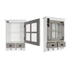 Hutchins 6 in. x 15 in. x 23 in. White/Gray Wood Decorative Cubby Wall Shelf with Hooks by Kate and Laurel -Kate and Laurel Shop white gray kate and laurel decorative shelving 216873 4f 1000