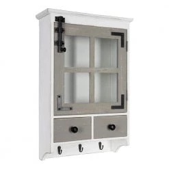 Hutchins 6 in. x 15 in. x 23 in. White/Gray Wood Decorative Cubby Wall Shelf with Hooks by Kate and Laurel