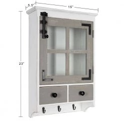 Hutchins 6 in. x 15 in. x 23 in. White/Gray Wood Decorative Cubby Wall Shelf with Hooks by Kate and Laurel -Kate and Laurel Shop white gray kate and laurel decorative shelving 216873 fa 1000