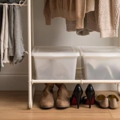 White Metal Clothes Rack 35.24 in. W x 596 in. H by IRIS -Kate and Laurel Shop white iris clothes racks 586004 1f 1000