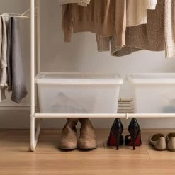 White Metal Clothes Rack 54.92 in. W x 596 in. H by IRIS 17 White Metal Clothes Rack 54.92 in. W x 596 in. H by IRIS -Kate and Laurel Shop white iris clothes racks 586006 44 1000