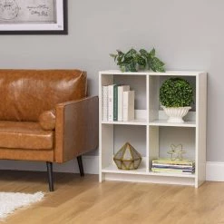 29.8 in. H x 27 in. W x 10 in. D White Heavy-Duty Decorative 4 Cube Organizer by IRIS -Kate and Laurel Shop white iris cube storage organizers 596357 31 1000