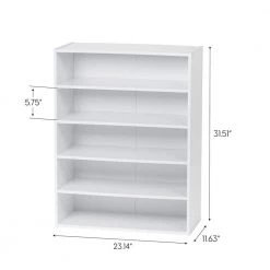 White 5-Tier Multi-Purpose Organizer Shelf (23.14 in. L x 11.63 in. W x 31.51 in. H) by IRIS -Kate and Laurel Shop white iris freestanding shelving units 596984 1f 1000