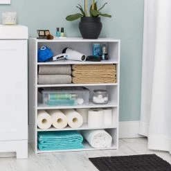 White 5-Tier Multi-Purpose Organizer Shelf (23.14 in. L x 11.63 in. W x 31.51 in. H) by IRIS -Kate and Laurel Shop white iris freestanding shelving units 596984 31 1000
