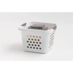 30 L Compact Laundry Basket and Hamper Plastic Storage Basket or Organizer with Easy Lift Handles (3-Pack) by IRIS -Kate and Laurel Shop white iris laundry baskets 584155 1f 1000