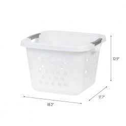 30 L Compact Laundry Basket and Hamper Plastic Storage Basket or Organizer with Easy Lift Handles (3-Pack) by IRIS -Kate and Laurel Shop white iris laundry baskets 584155 4f 1000